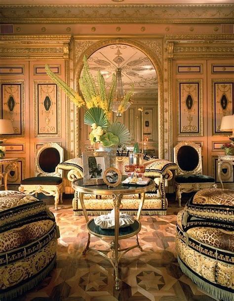 living room with versace painting.